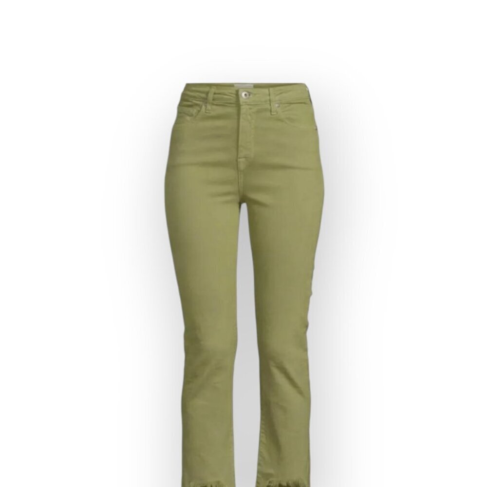 Jonathan Simkhai Green High Rise Frayed Hem Straight Leg Eco-Friendly Jeans 25 - Picture 3 of 16